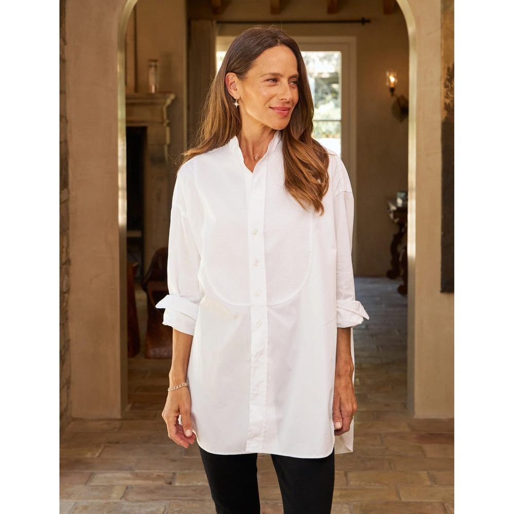 Frank & Eileen Victoria Italian Tuxedo Shirt size Medium Oversized Solid White